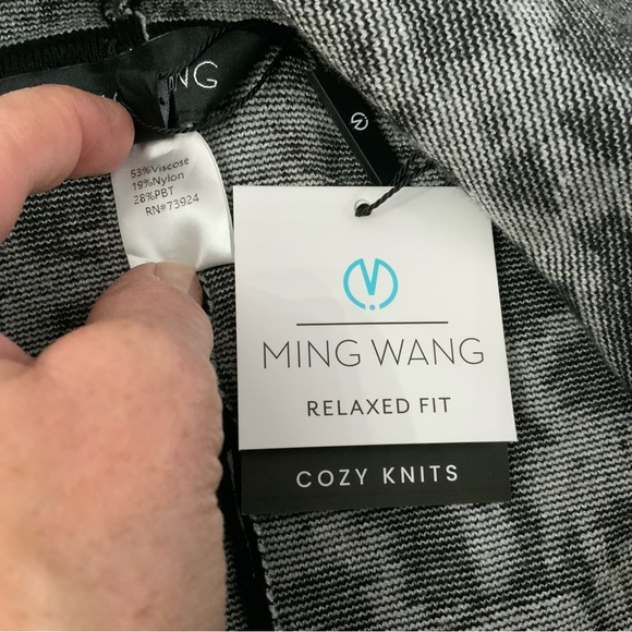 Ming Wang Relaxed Fit Open Front Kimono Cardigan Black White Small Medium New - Picture 8 of 13